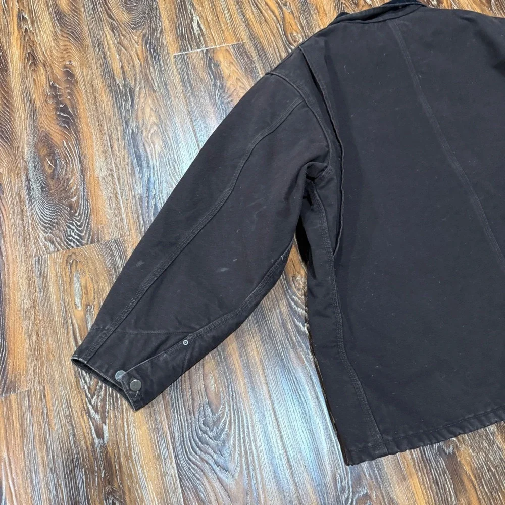 VTG Carhartt Mens 3XL Dark Brown Blanket Duck Canvas Chore Coat Jacket Detroit